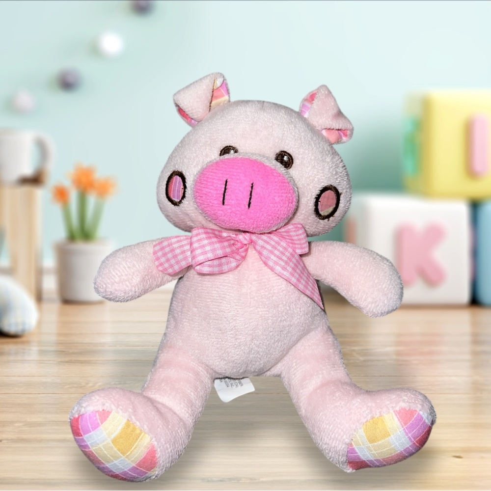 HTF Wondertreats Pink Pig Plush Plaid Bow Cheeks Ears Feet